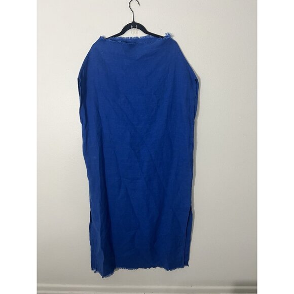 Desert Veil Blue Linen Kaftan Dress With Pockets Size Medium - Picture 1 of 11